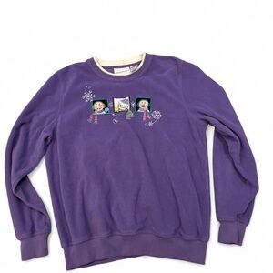 VTG Grandmacore Embroidered Snowman Holiday Christmas Fleece Pullover Sweater